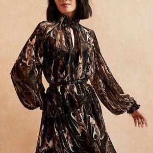 Banana Republic Smocked Crinkled Dress